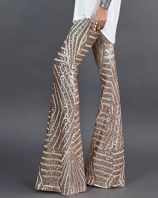 Shiny Glitter Flared Pants
