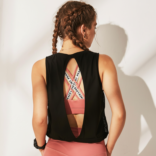 Sleeveless Sports Top with Back Cut-Out