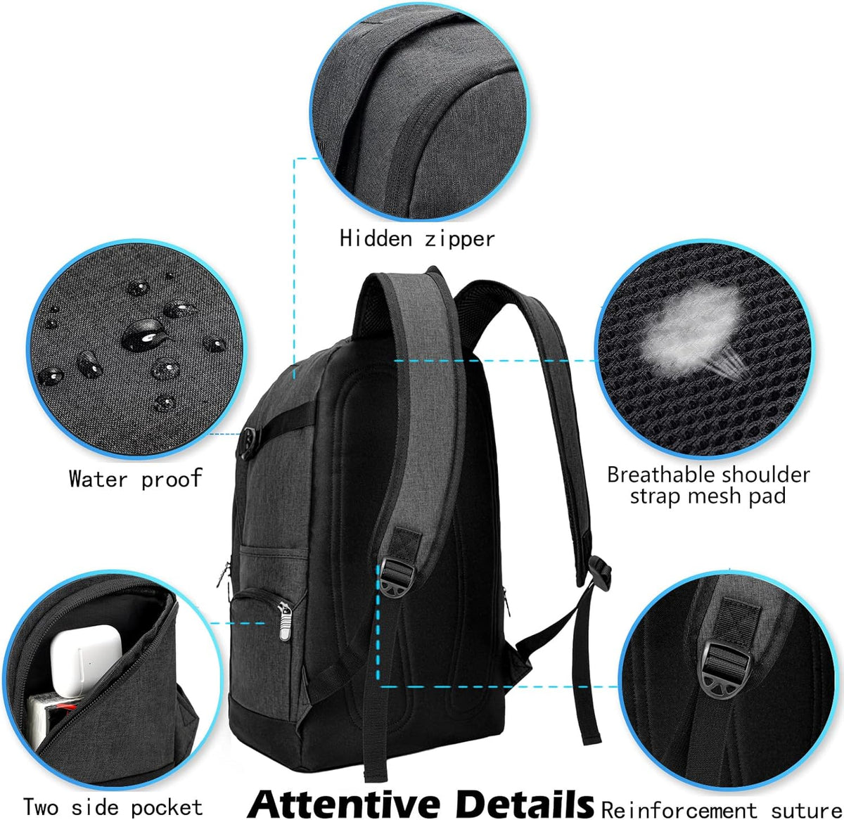 Slim Travel & Work Laptop Backpack with Organizer Pockets