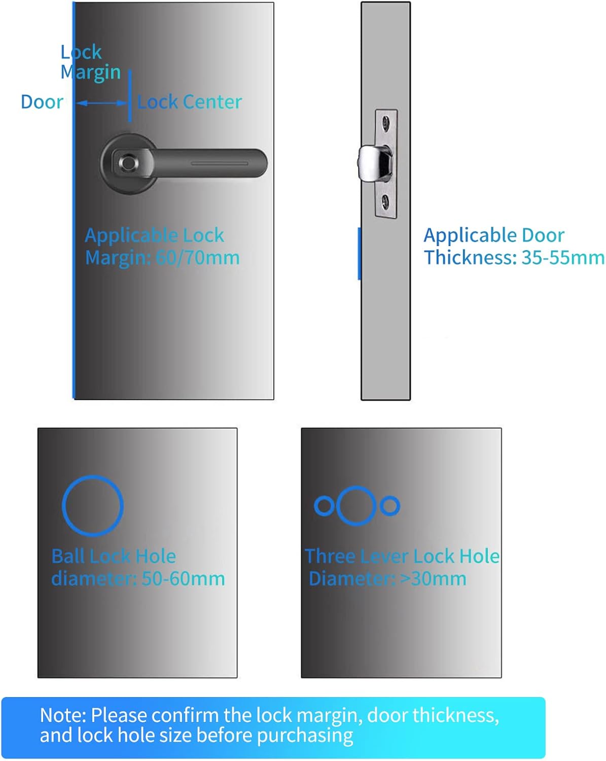 Smart Fingerprint Door Lever Lock with Key Access and 30-User Capacity
