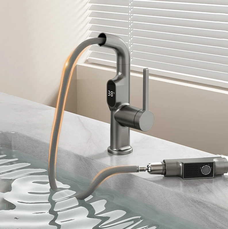 Smart Kitchen Faucet with Copper Finish, LED Display, and 360° Swivel – Ideal for Modern Kitchens with Precise Temperature Control and Easy Installation