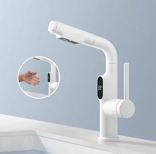 Smart Kitchen Faucet with Copper Finish, LED Display, and 360° Swivel – Ideal for Modern Kitchens with Precise Temperature Control and Easy Installation