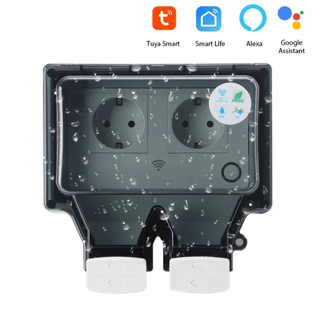 Smart Outdoor WiFi Plug – IP66 Waterproof Socket with App & Voice Control
