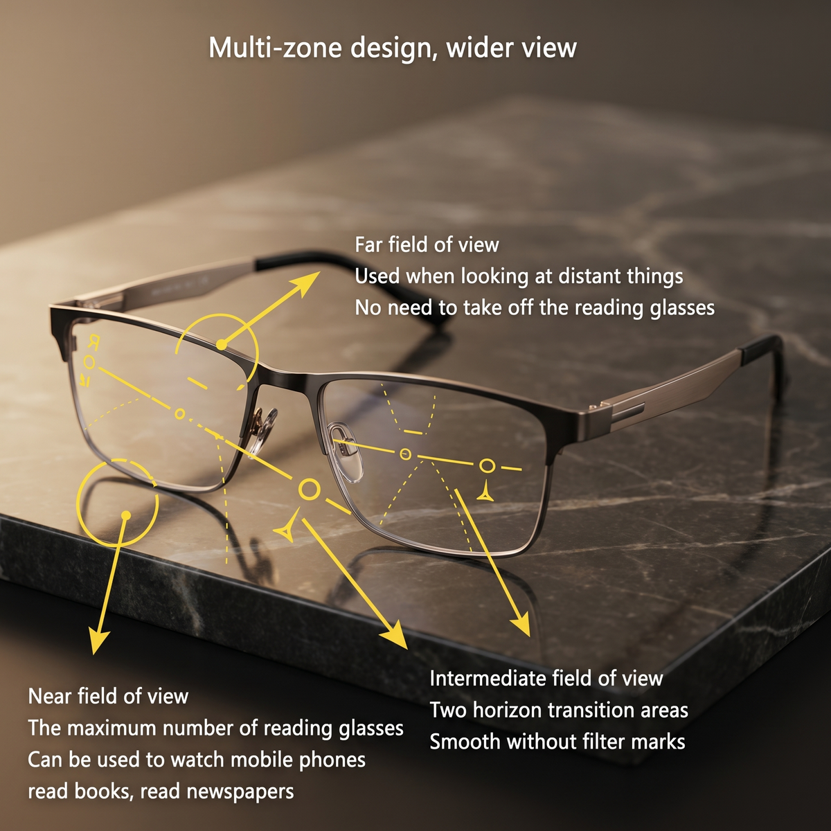 Smart Progressive Glasses | Multifocal Photochromic Lenses for Multi-Distance Vision