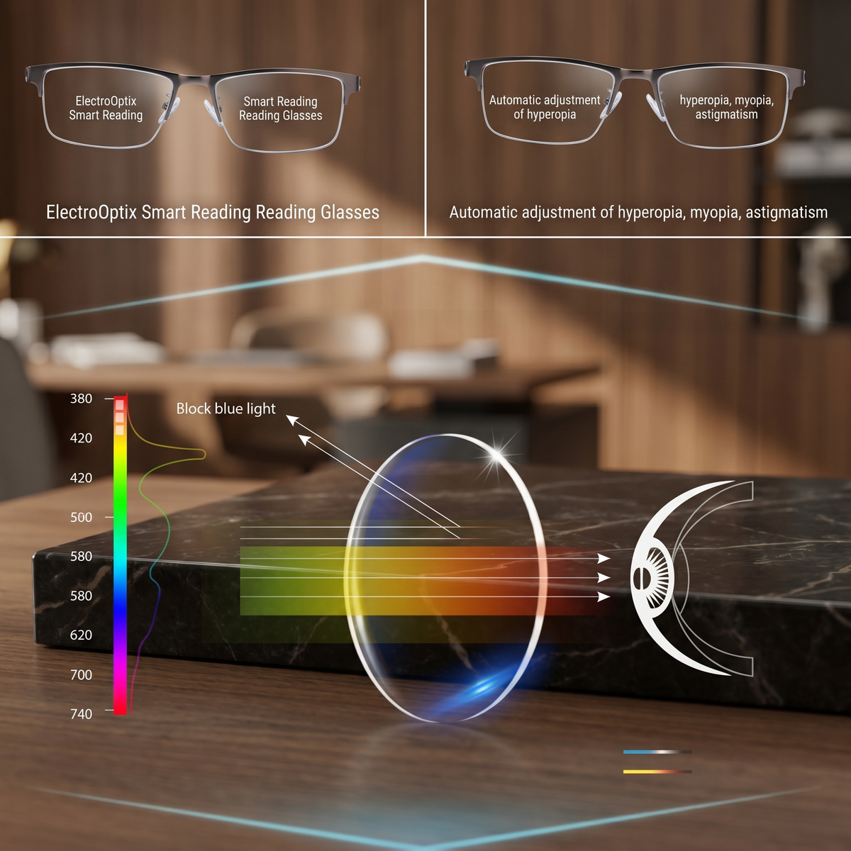 Smart Progressive Glasses | Multifocal Photochromic Lenses for Multi-Distance Vision