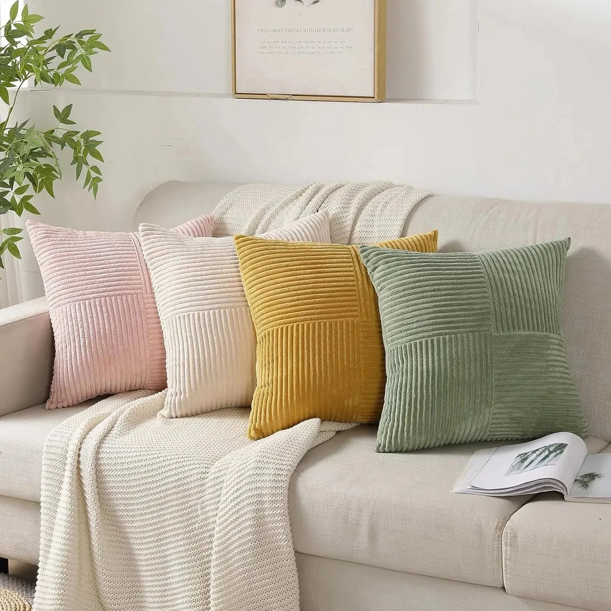 Soft Corduroy Cushion Cover Set