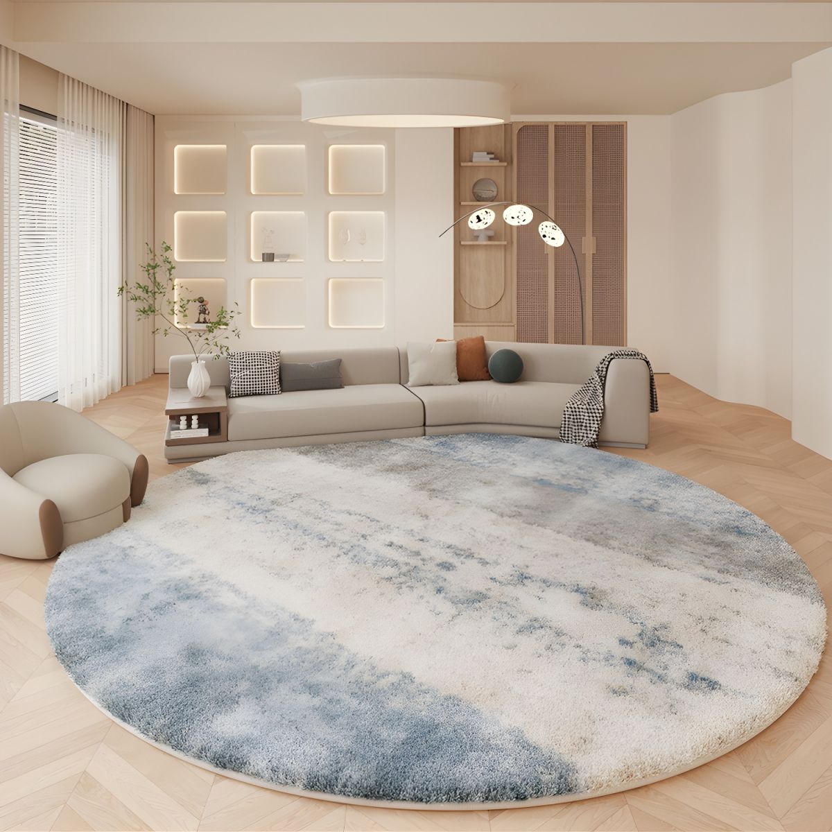 Soft Lambswool Nordic Abstract Round Rug