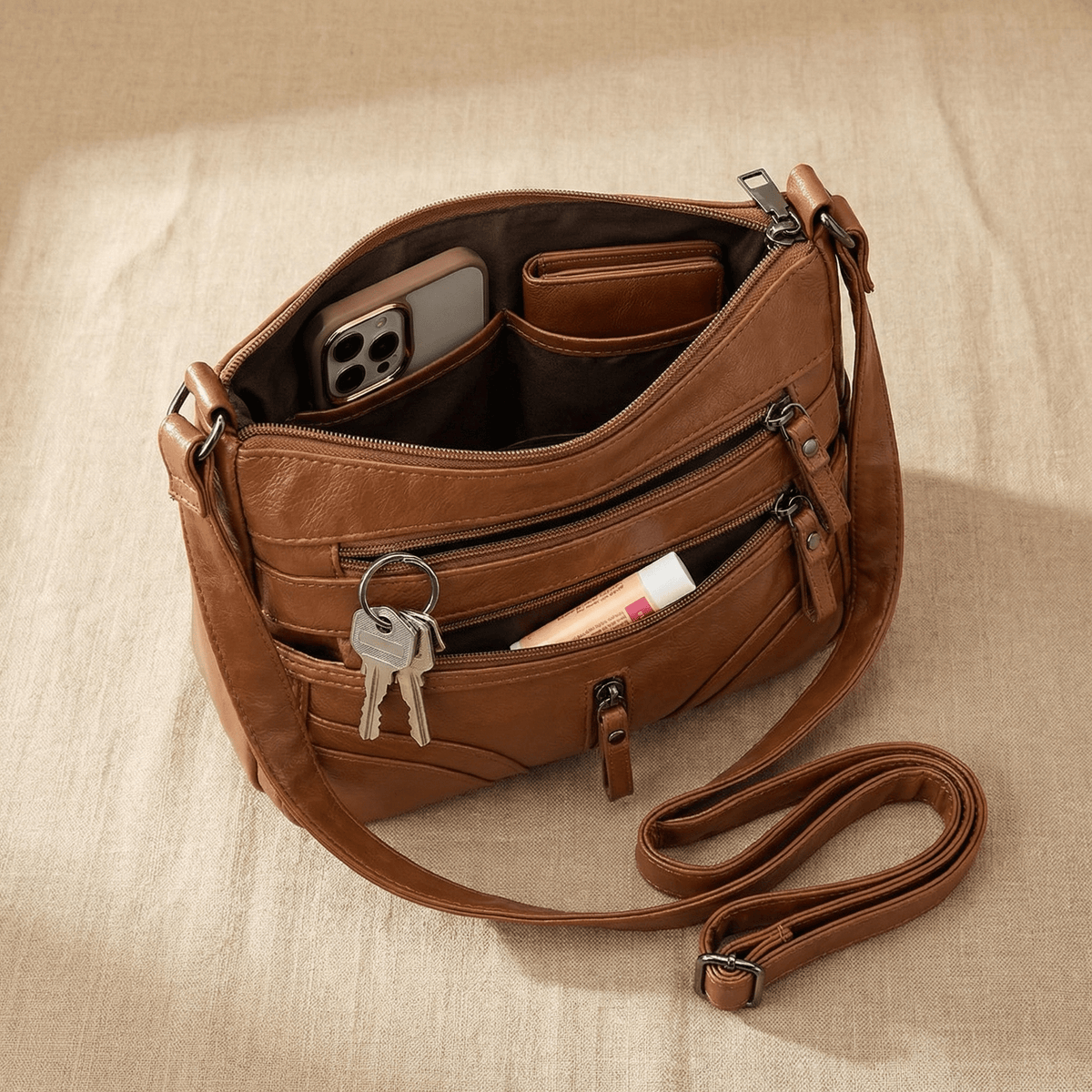 Soft Multi-Pocket Crossbody Bag