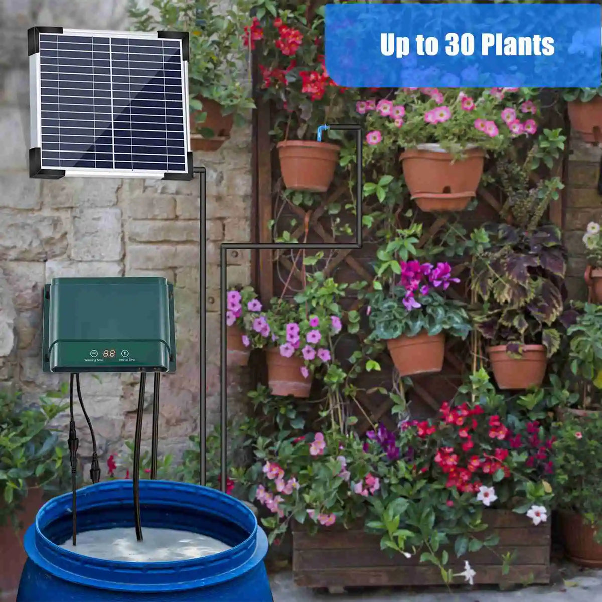 Solar Automatic Drip Irrigation System Kit with 30 Modes & 7 Timers