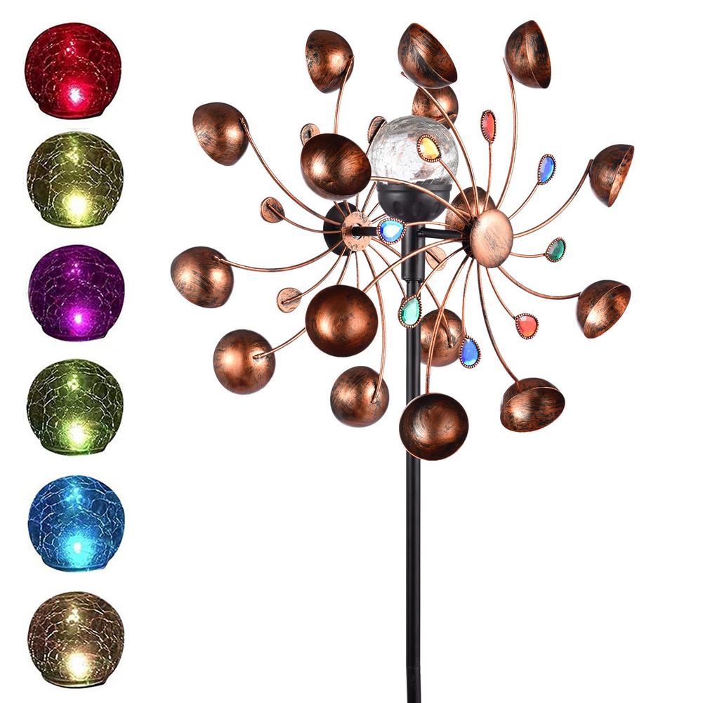 Solar-Powered Wind Spinner with Glass Ball