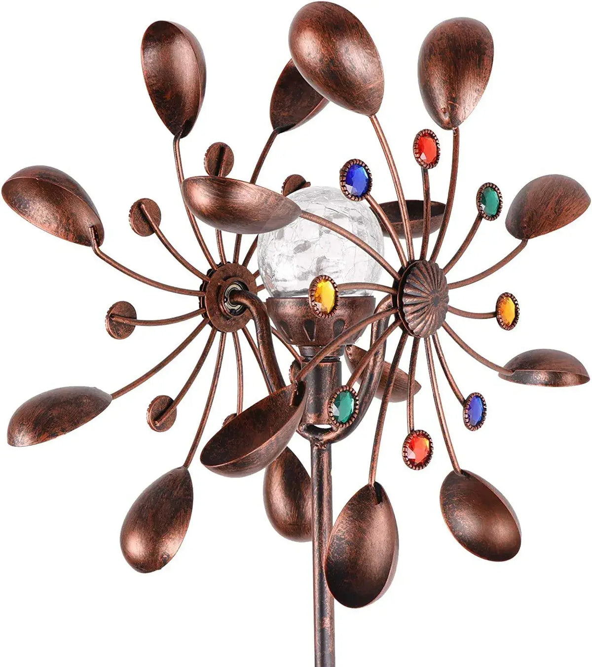 Solar-Powered Wind Spinner with Glass Ball