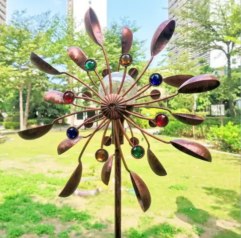Solar-Powered Wind Spinner with Glass Ball