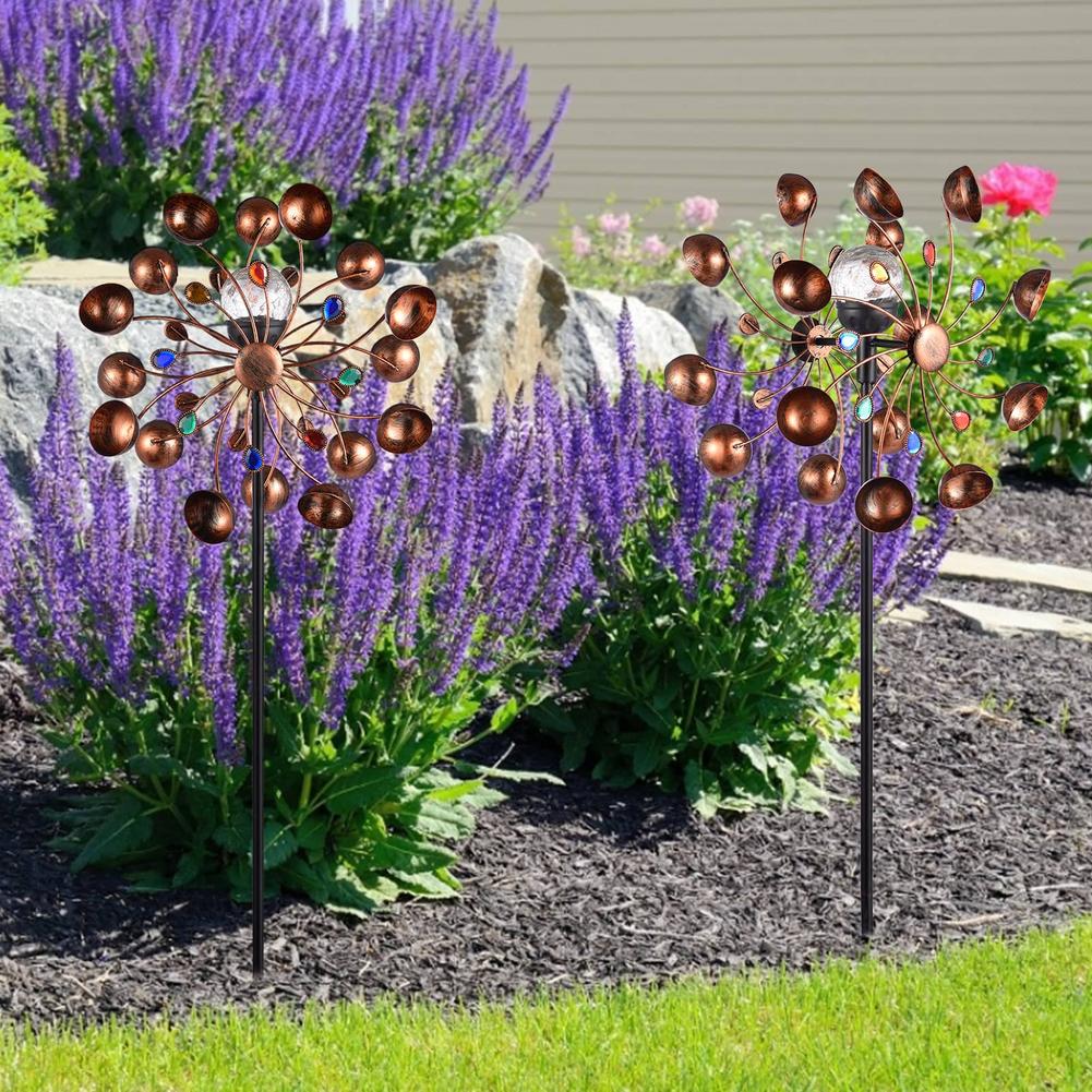 Solar-Powered Wind Spinner with Glass Ball