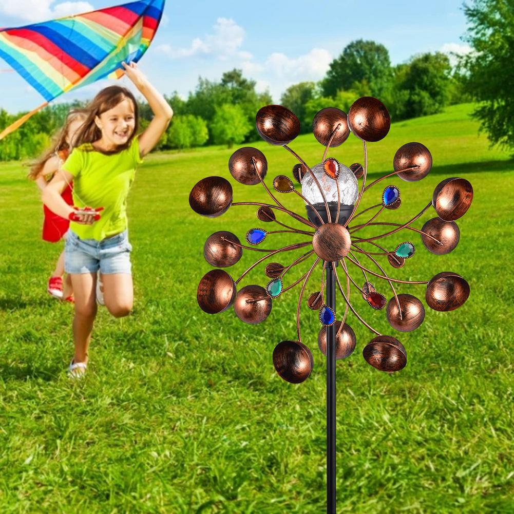 Solar-Powered Wind Spinner with Glass Ball