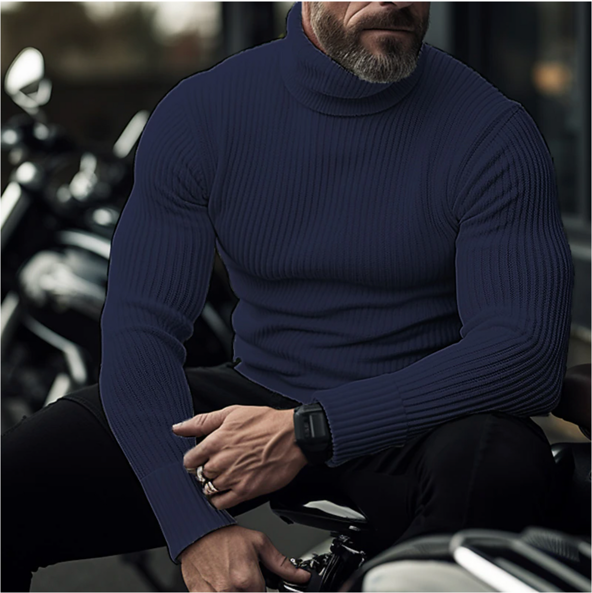 Sophisticated Men's Stand-Up Collar Sweater - Warm Winter Pullover