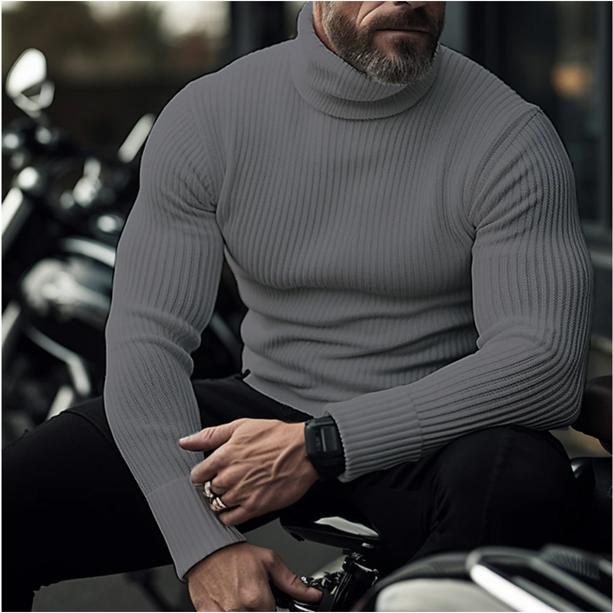 Sophisticated Men's Stand-Up Collar Sweater - Warm Winter Pullover