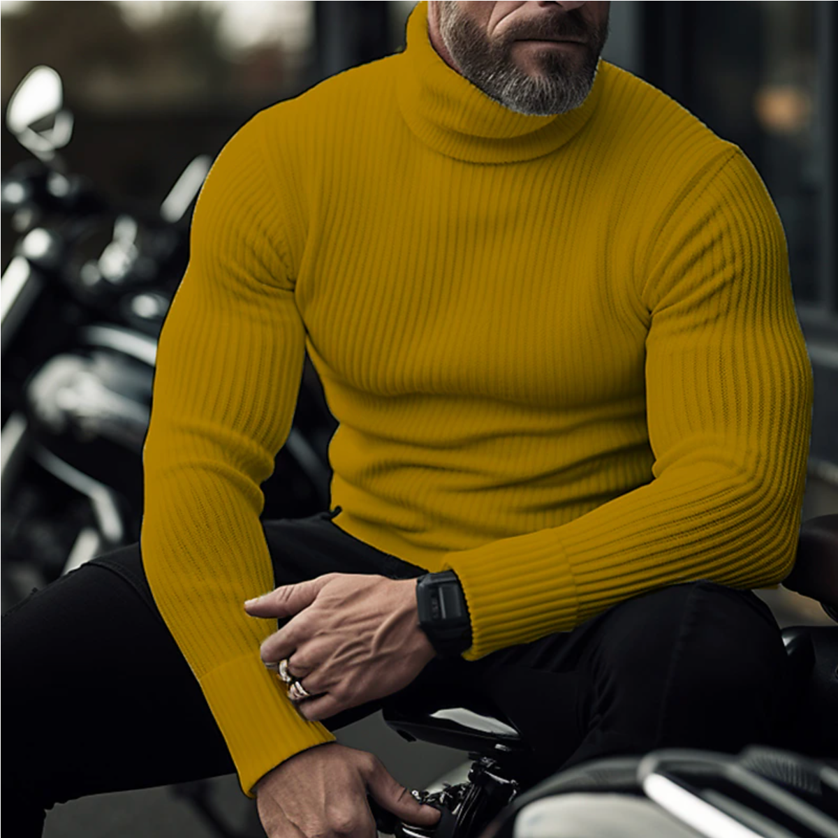 Sophisticated Men's Stand-Up Collar Sweater - Warm Winter Pullover