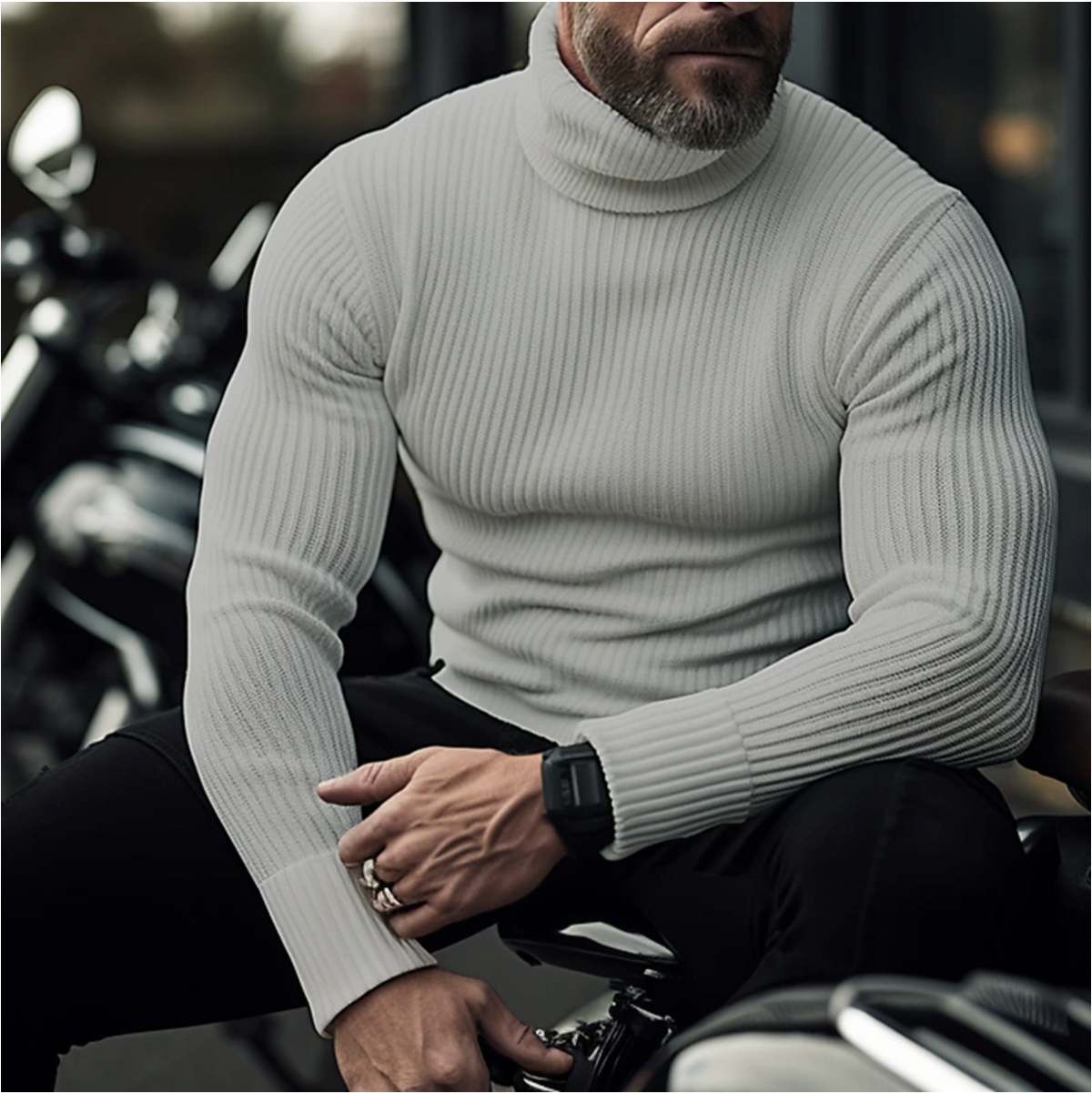 Sophisticated Men's Stand-Up Collar Sweater - Warm Winter Pullover