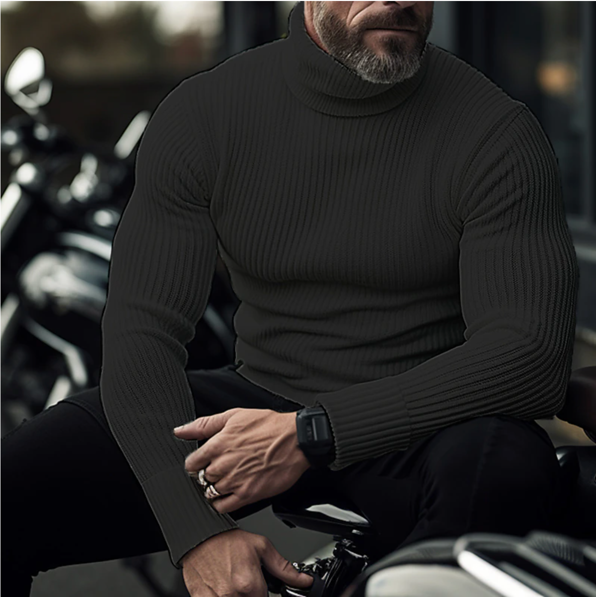 Sophisticated Men's Stand-Up Collar Sweater - Warm Winter Pullover