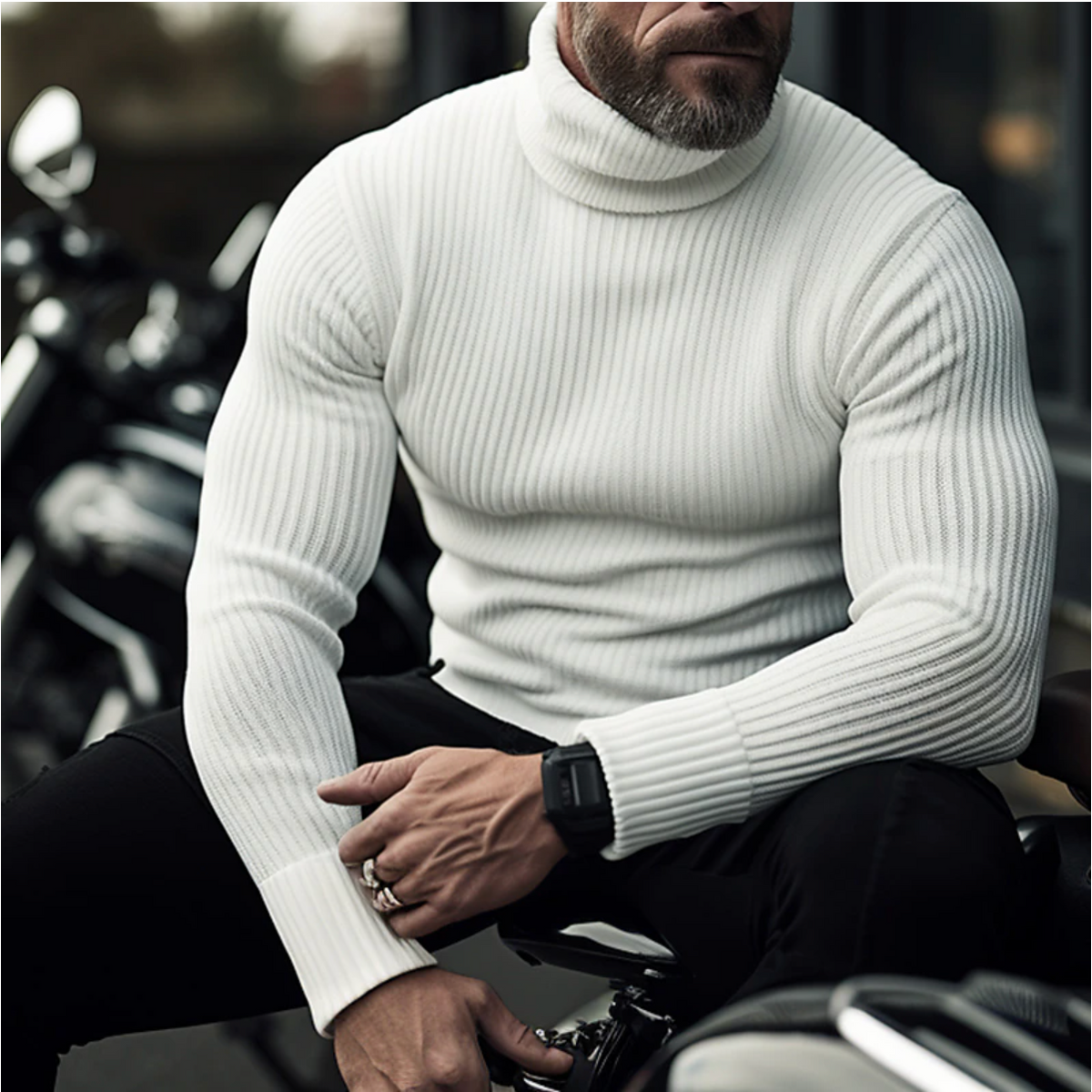Sophisticated Men's Stand-Up Collar Sweater - Warm Winter Pullover
