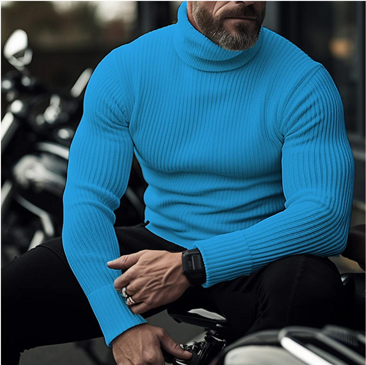 Sophisticated Men's Stand-Up Collar Sweater - Warm Winter Pullover