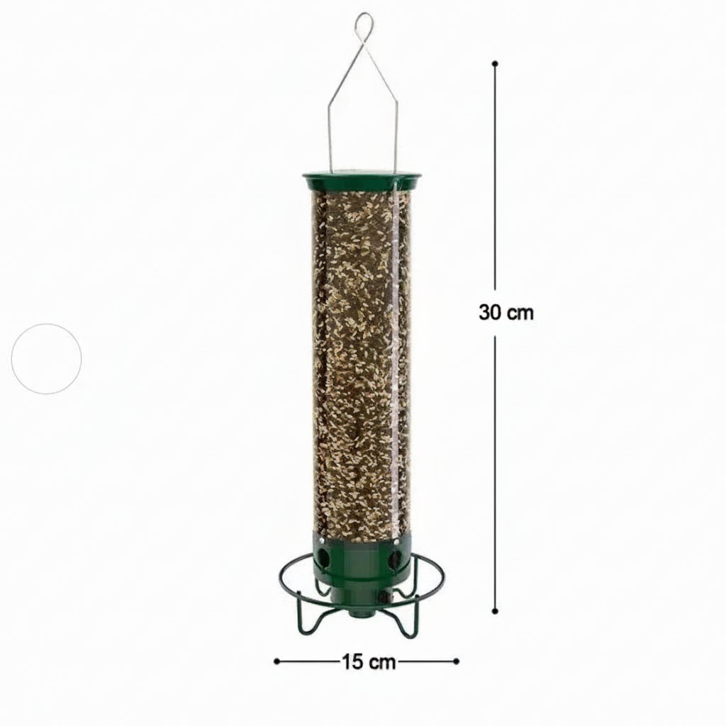 Squirrel-Proof Green Metal and Polycarbonate Bird Feeder