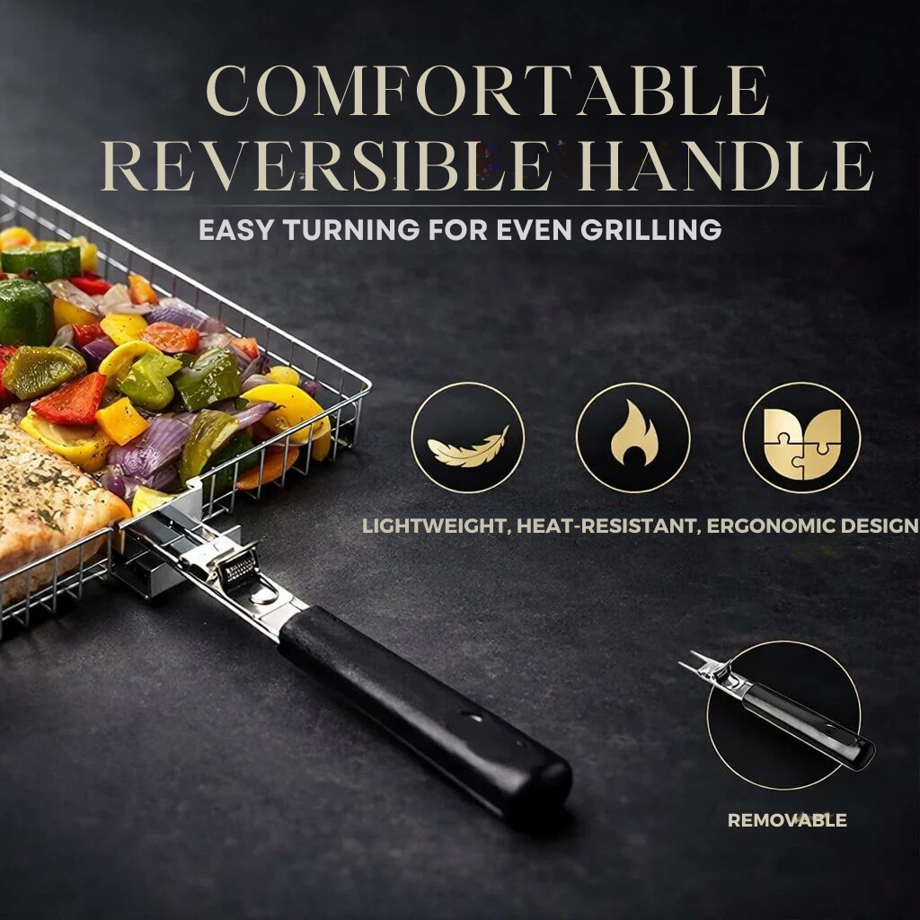 Stainless Steel BBQ Grill Basket with Even Heat Distribution