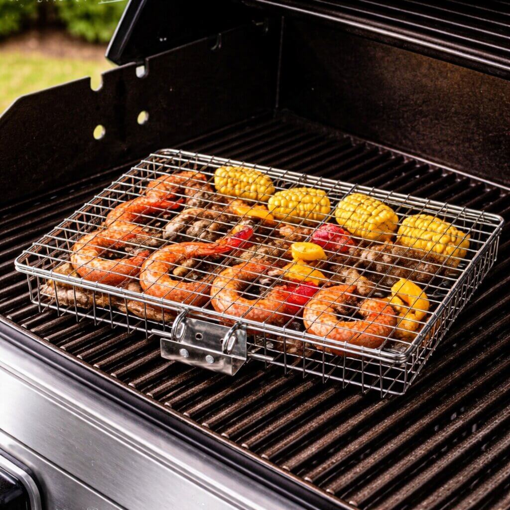 Stainless Steel BBQ Grill Basket with Even Heat Distribution