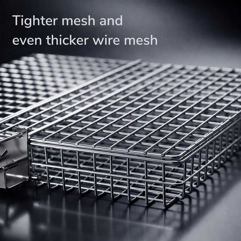 Stainless Steel BBQ Grill Basket with Even Heat Distribution