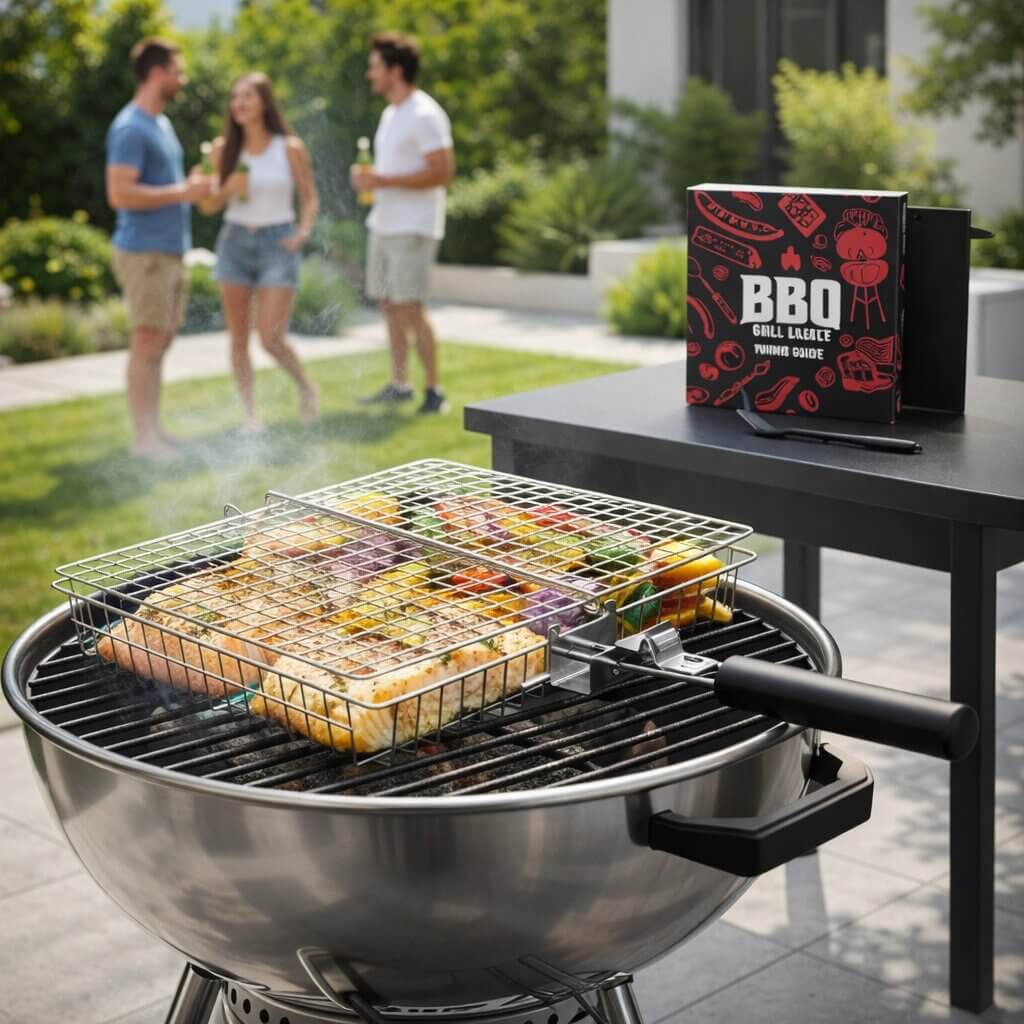 Stainless Steel BBQ Grill Basket with Even Heat Distribution