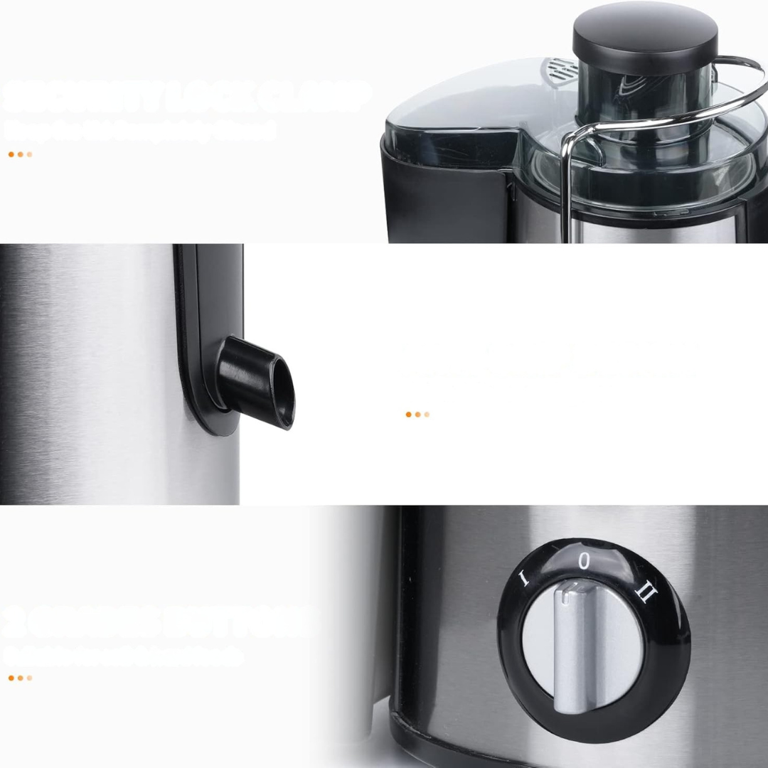 Stainless Steel Cold Press Juicer with 3 Speed Settings – High Juice Yield, Easy to Clean