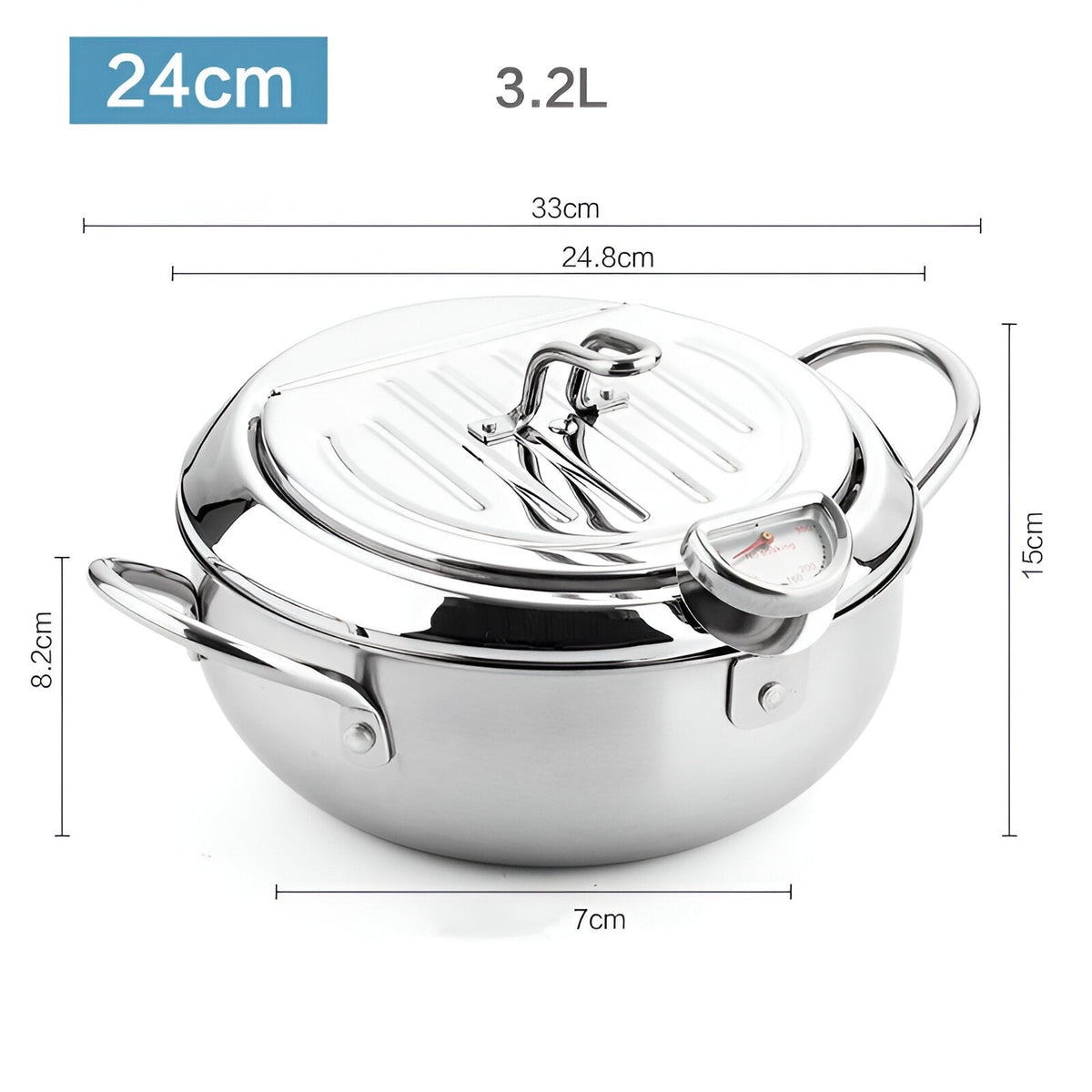 Stainless Steel Deep Fryer Pot with Thermometer