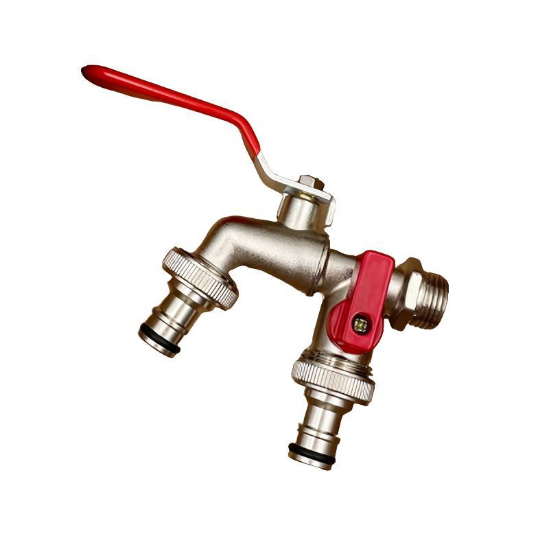 Stainless Steel Dual-Outlet Garden Tap – Rustproof 2-Way Faucet with Quick Connectors and Independent Valves