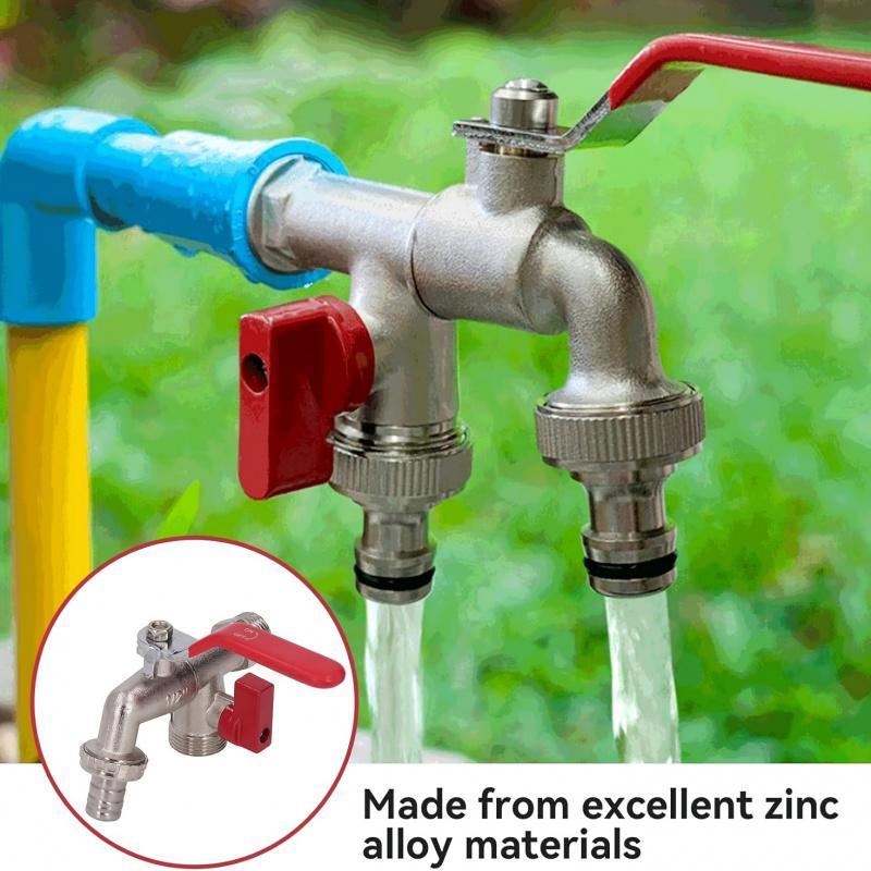Stainless Steel Dual-Outlet Garden Tap – Rustproof 2-Way Faucet with Quick Connectors and Independent Valves