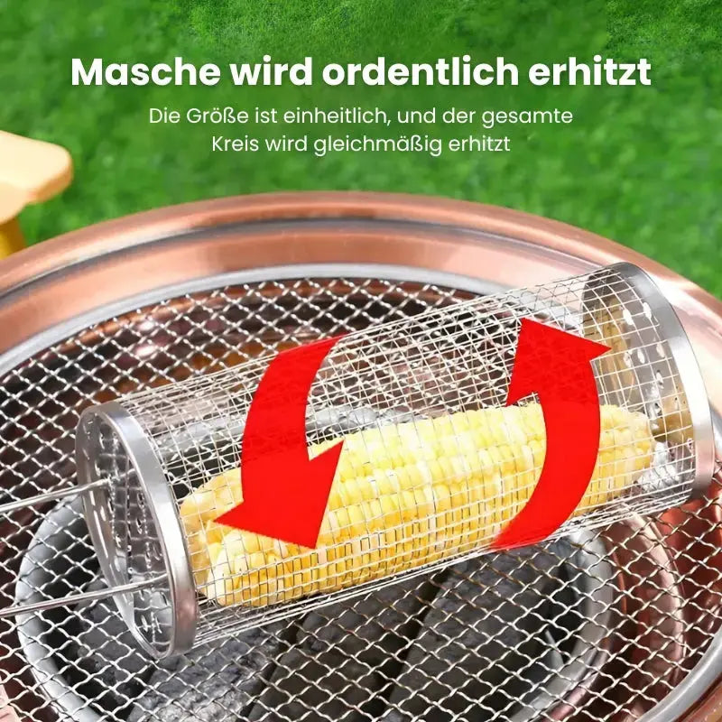 Stainless Steel Rolling Grill Basket – Safe for Small Food