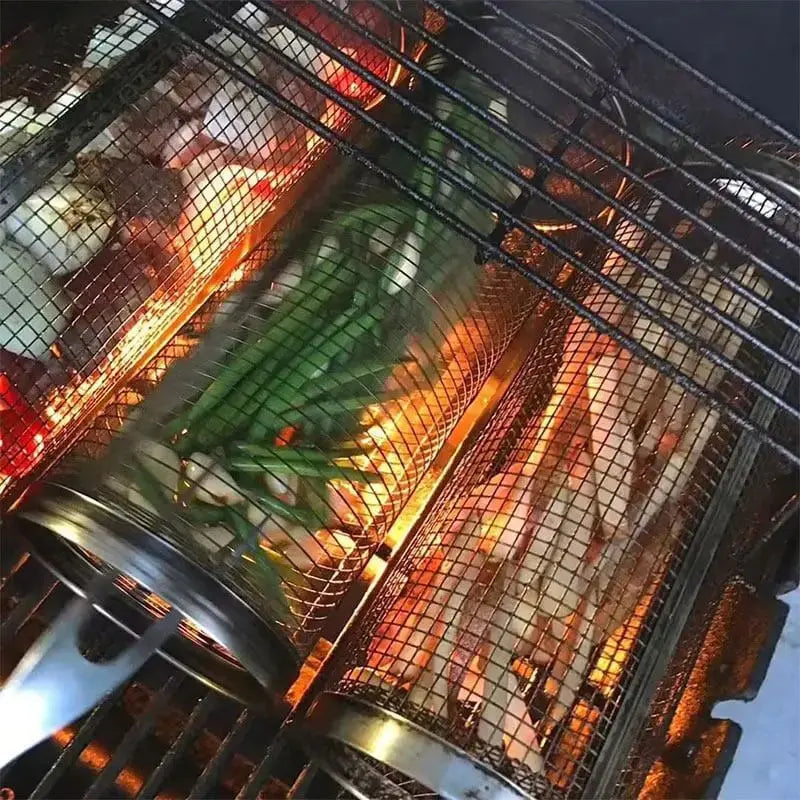 Stainless Steel Rolling Grill Basket – Safe for Small Food