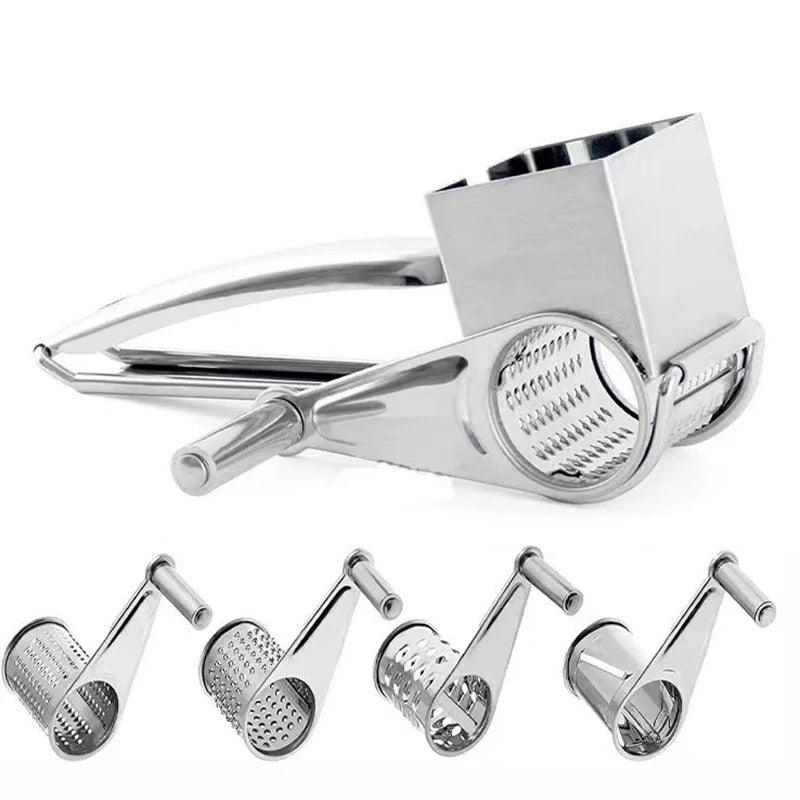 Stainless Steel Rotary Hand Grater with Interchangeable Drums