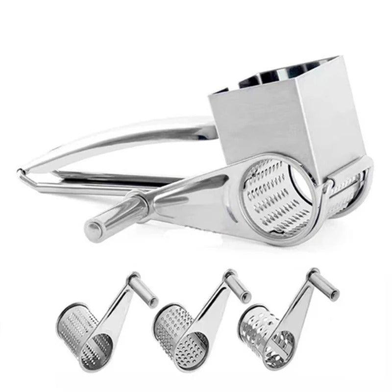 Stainless Steel Rotary Hand Grater with Interchangeable Drums