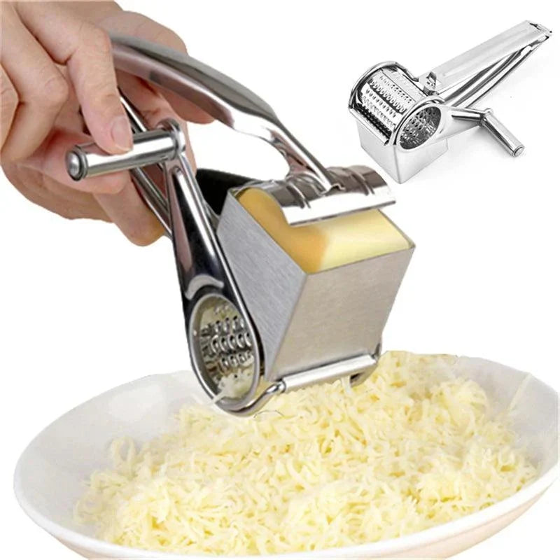 Stainless Steel Rotary Hand Grater with Interchangeable Drums