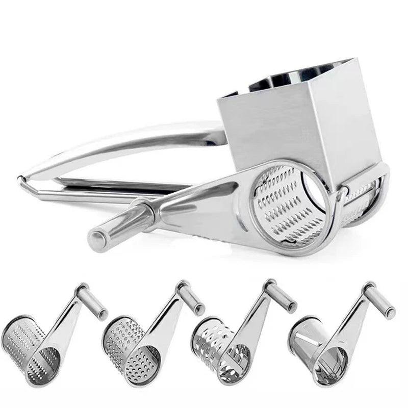 Stainless Steel Rotary Hand Grater with Interchangeable Drums