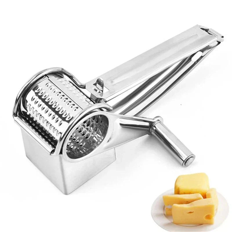 Stainless Steel Rotary Hand Grater with Interchangeable Drums