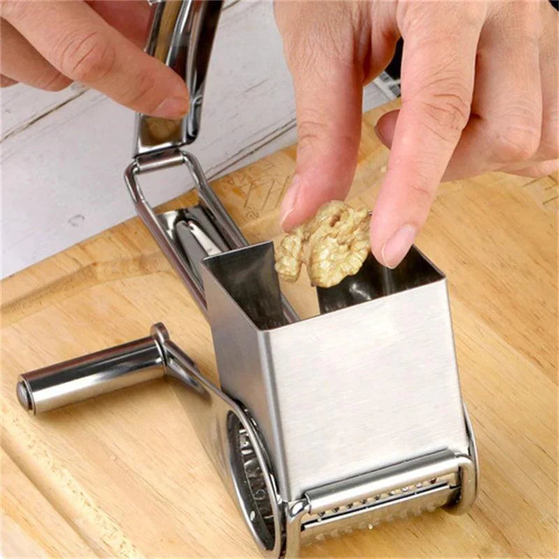 Stainless Steel Rotary Hand Grater with Interchangeable Drums