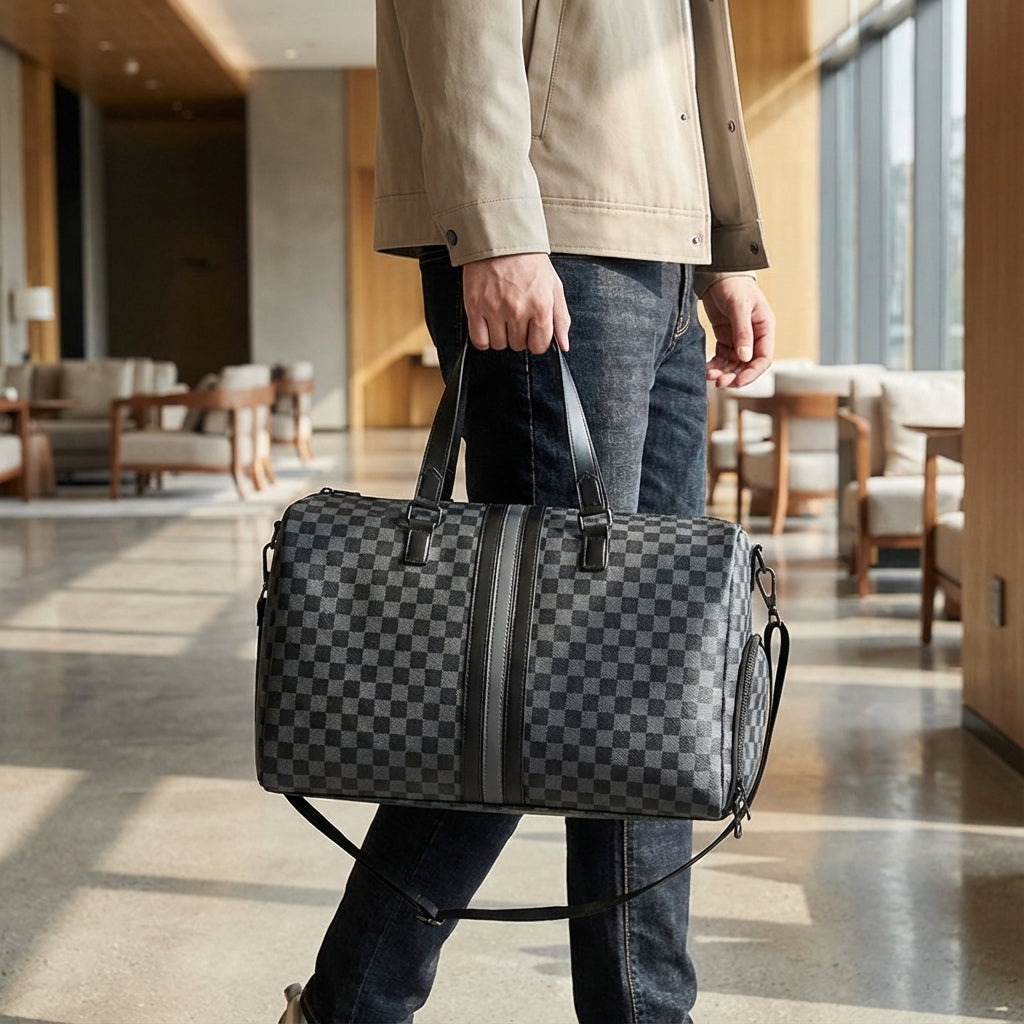 Stylish Checkered Travel Bag - Spacious and Comfortable