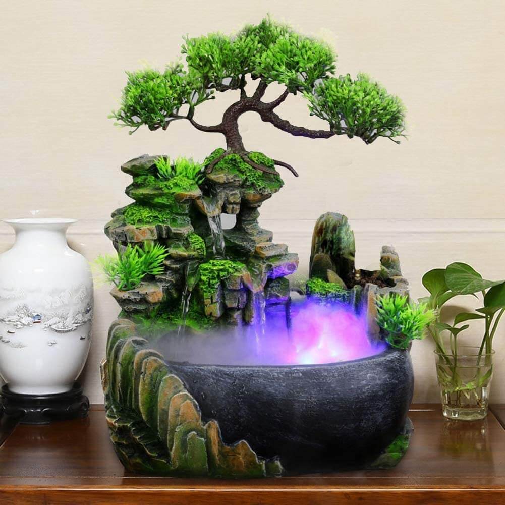 Stylish Tabletop Indoor Water Fountain with LED Lighting