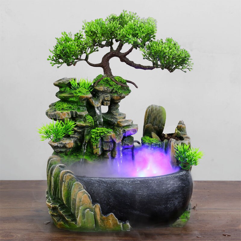 Stylish Tabletop Indoor Water Fountain with LED Lighting