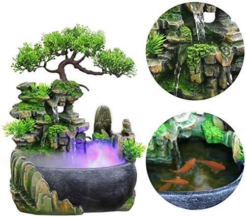 Stylish Tabletop Indoor Water Fountain with LED Lighting