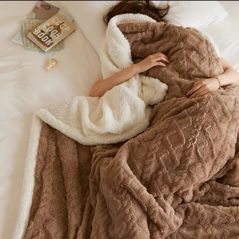 Stylish Thick Lambswool Winter Blanket with an Elegant Accent