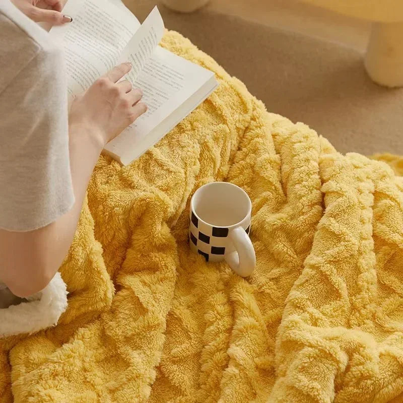 Stylish Thick Lambswool Winter Blanket with an Elegant Accent