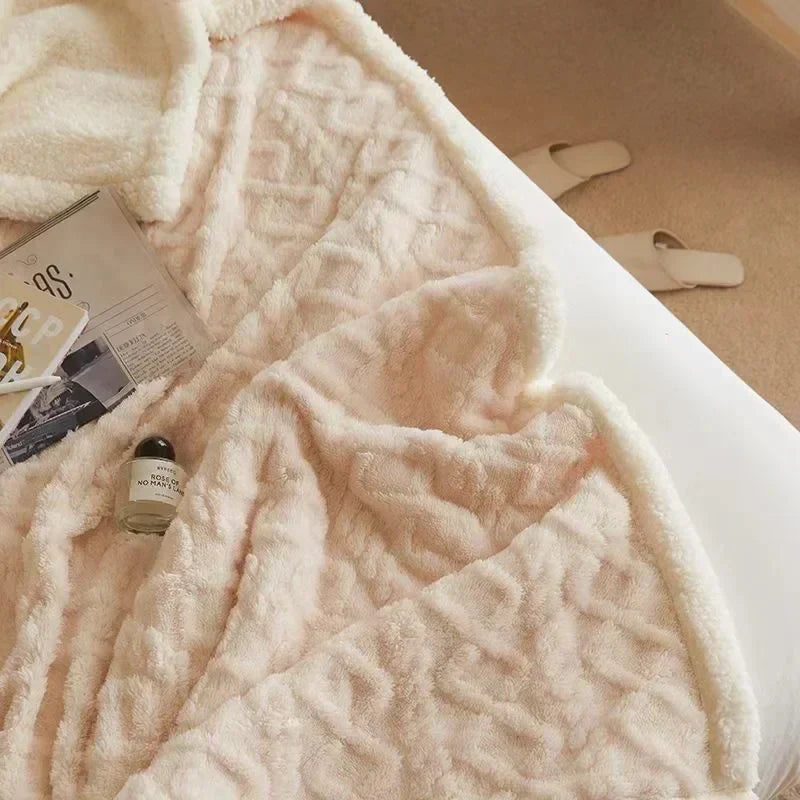 Stylish Thick Lambswool Winter Blanket with an Elegant Accent
