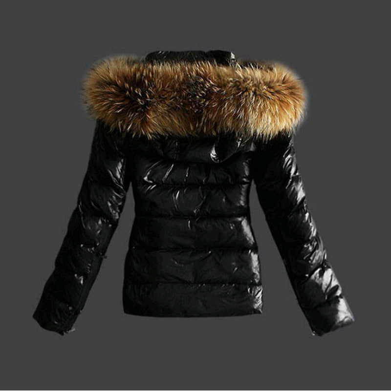 Stylish Women's Black Winter Jacket with Fur Collar